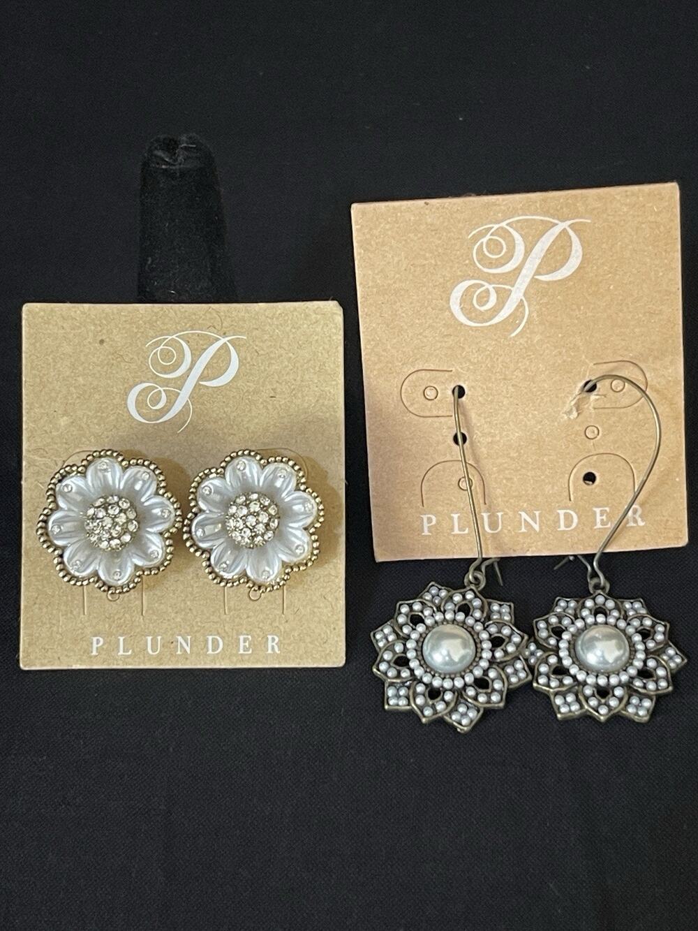 Plunder Earring Lot New Floral Stud & Dangle Floral Filigree